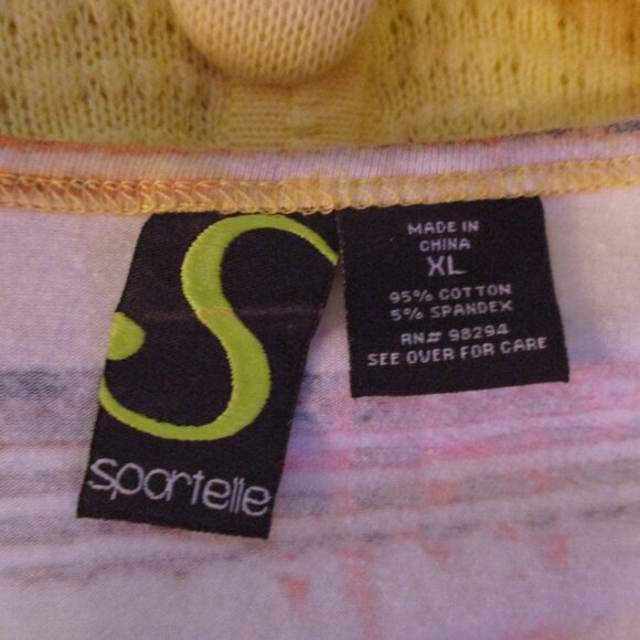 Sportelle Sequined Multi-Colored Round Neck Snap-Up Top w/3/4 Quarter Sleeves - Picture 4 of 4